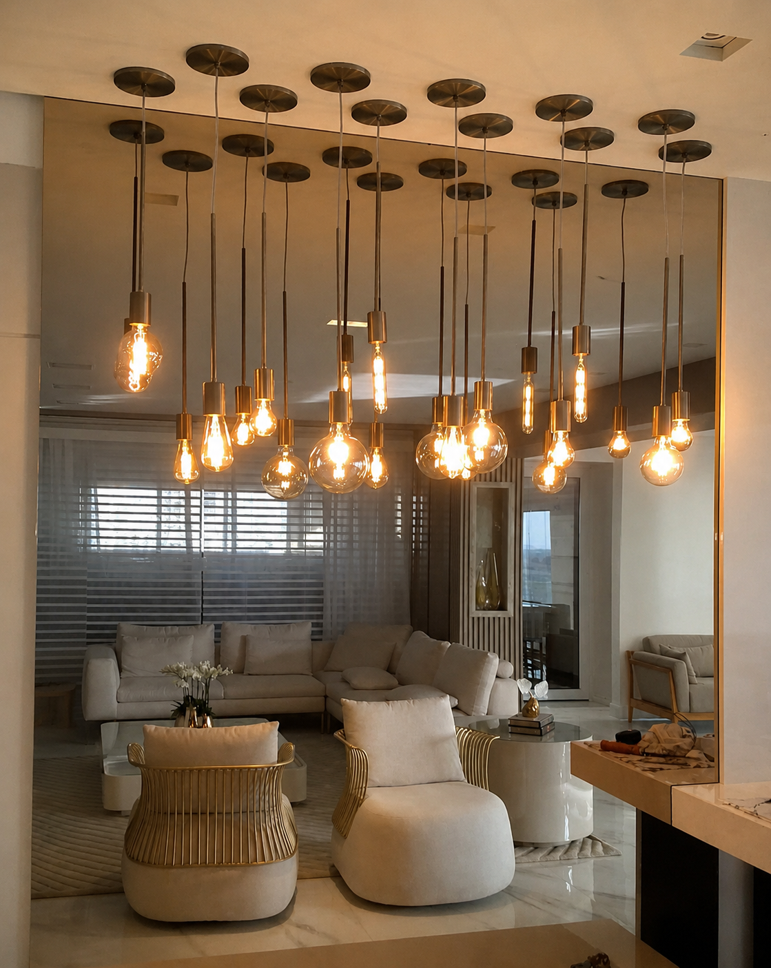 Projeto de iluminação decorativa residencial com pendentes instalado por eletricista em São Paulo